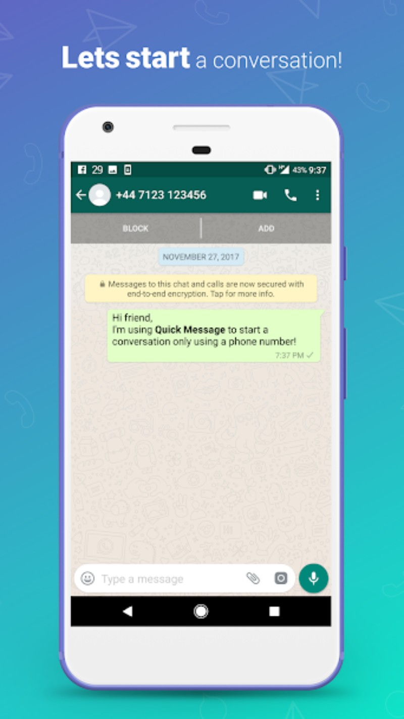 تطبيق Quick Message لمراسلة أي شخص بالواتساب دون إضافته كجهة اتصال مدونة نظام أون لاين التقنية